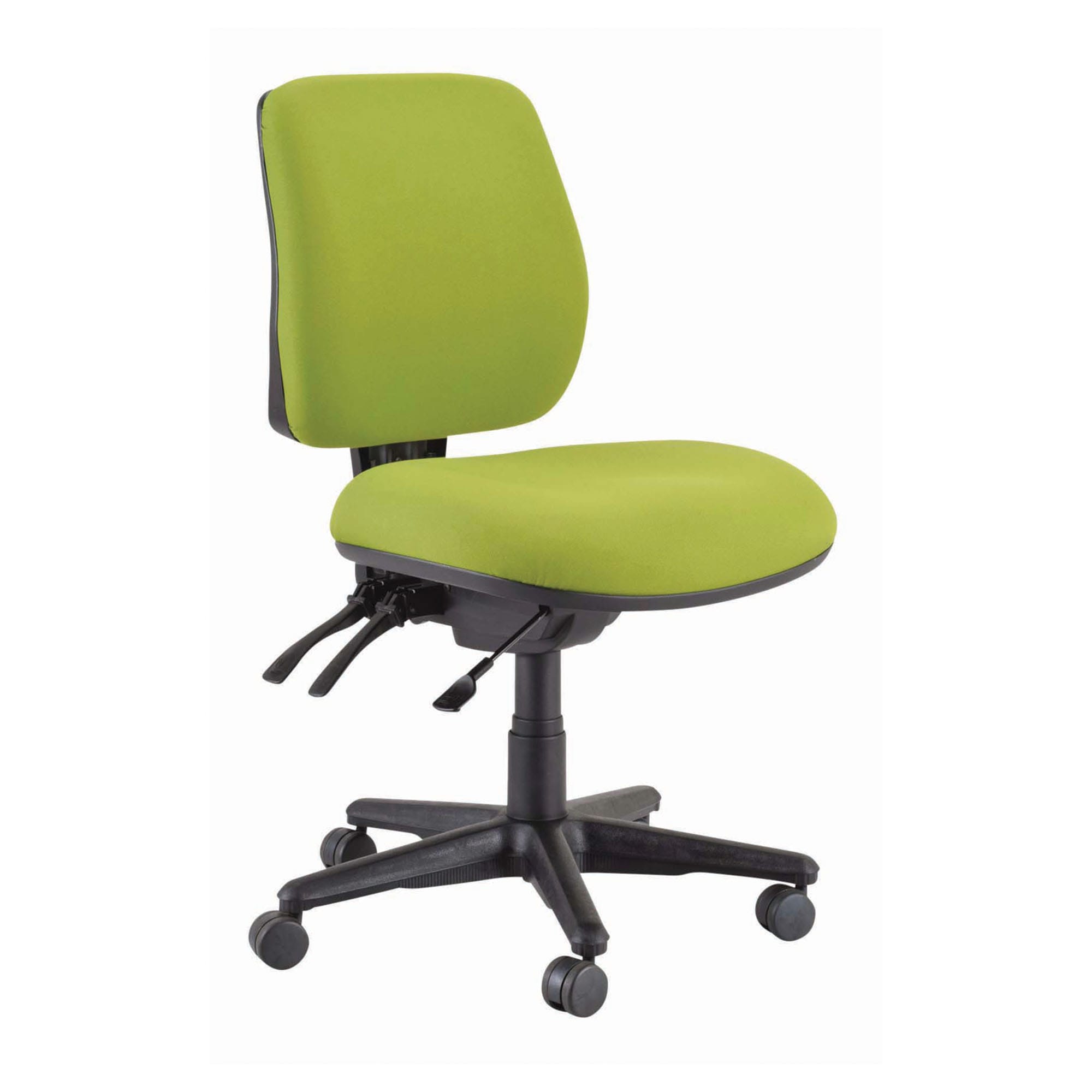 Buro Roma 3 Lever Mid Back chair in green, nylon base