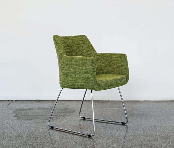 konfurb hady chair in green fabric with sled base