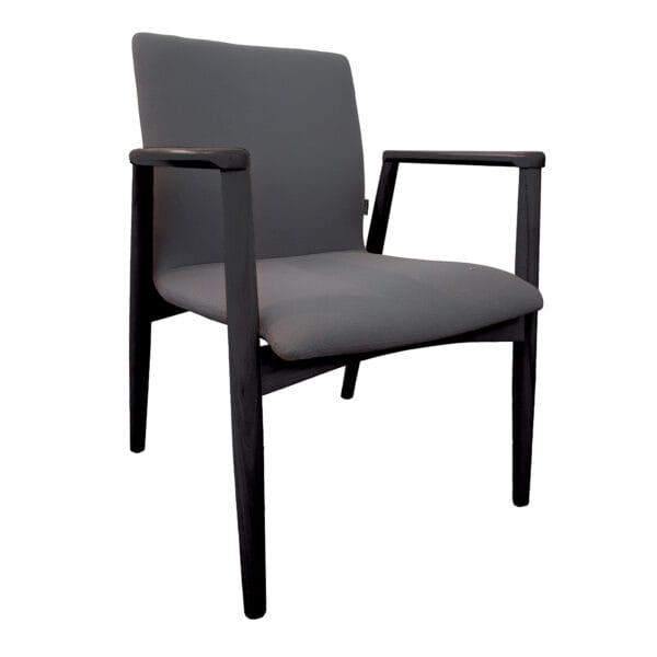 Konfurb Vienna chair with black wood frame and charcoal upholstery