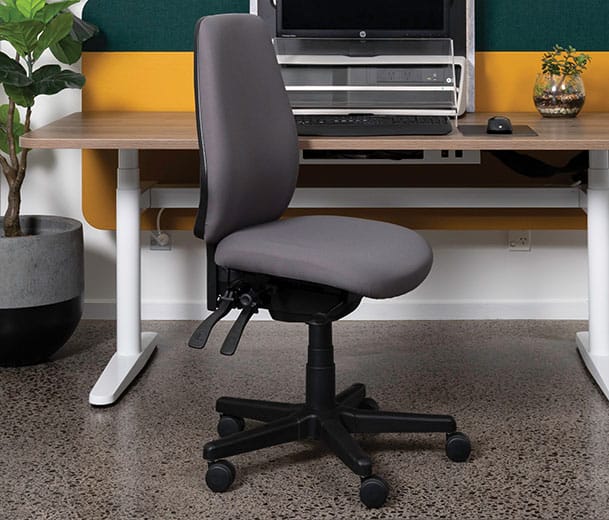 Buro Aura Ergo+ office chair alongside a height adjustable desk