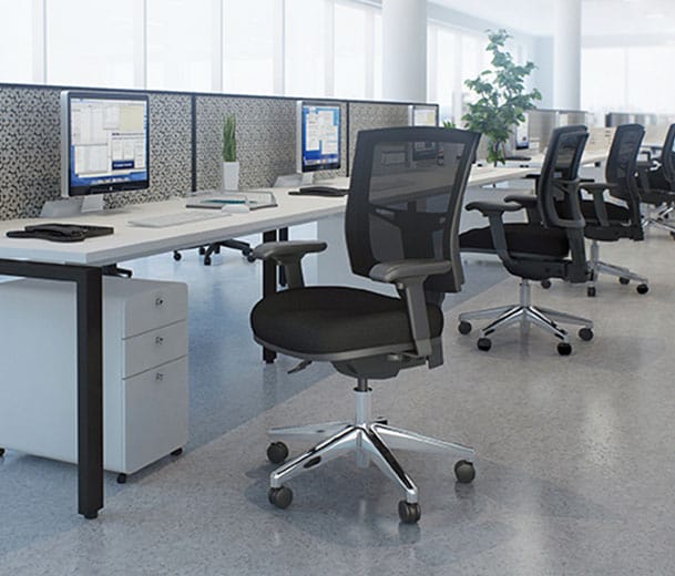Office scene with Buro Metro II 24/7 High Back office chairs with aluminium base
