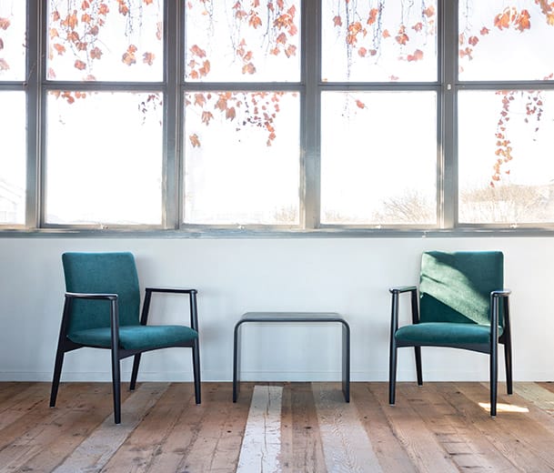 Two Konfurb Vienna chairs in a reception scene