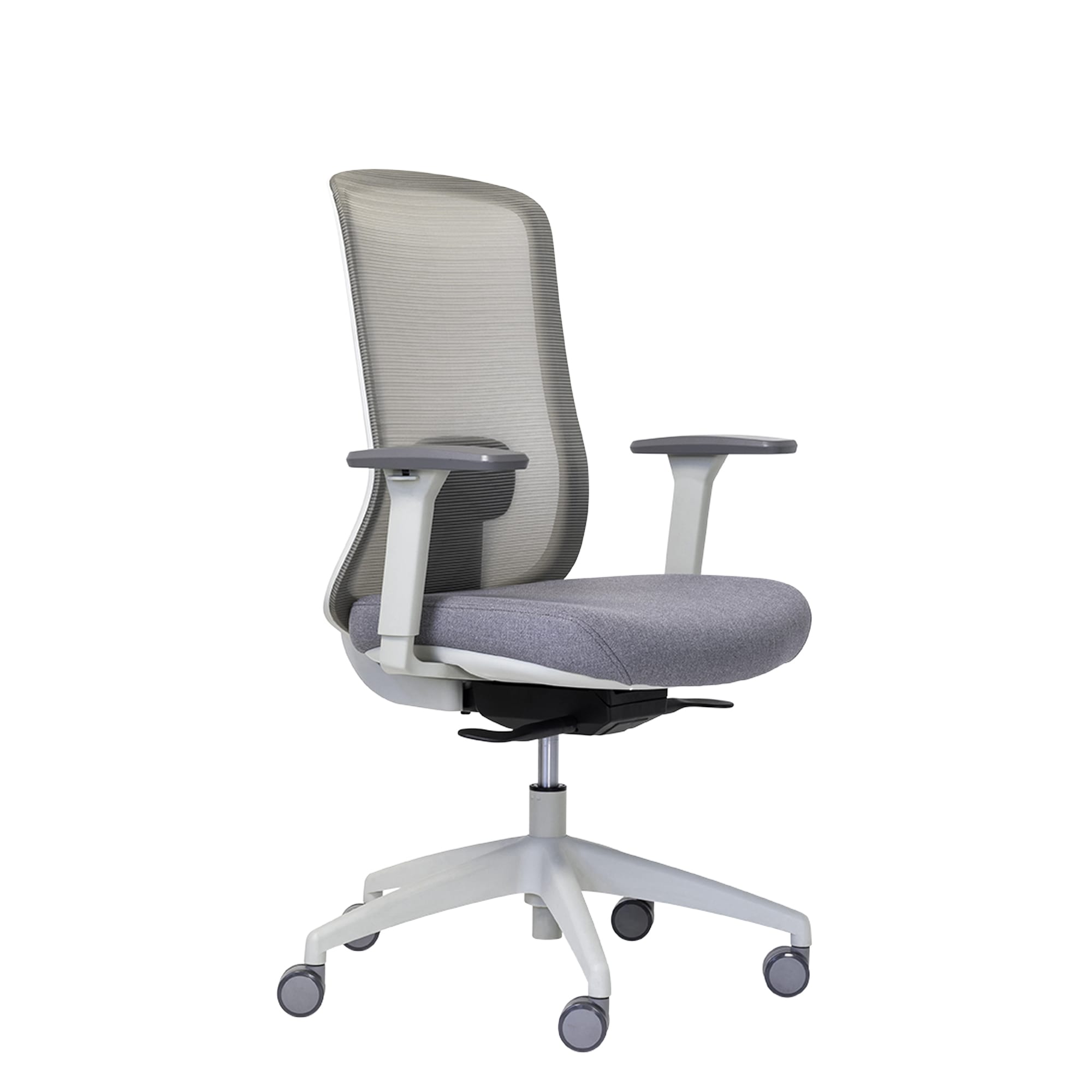 Buro Elan light grey ergonomic chair NZ with arms front angle