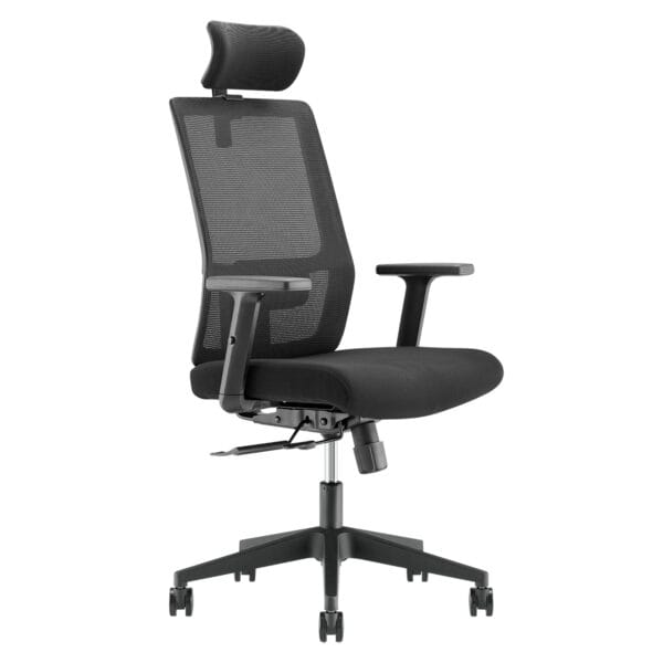 Buro Mantra ergonomic chair with headrest and arms front angle