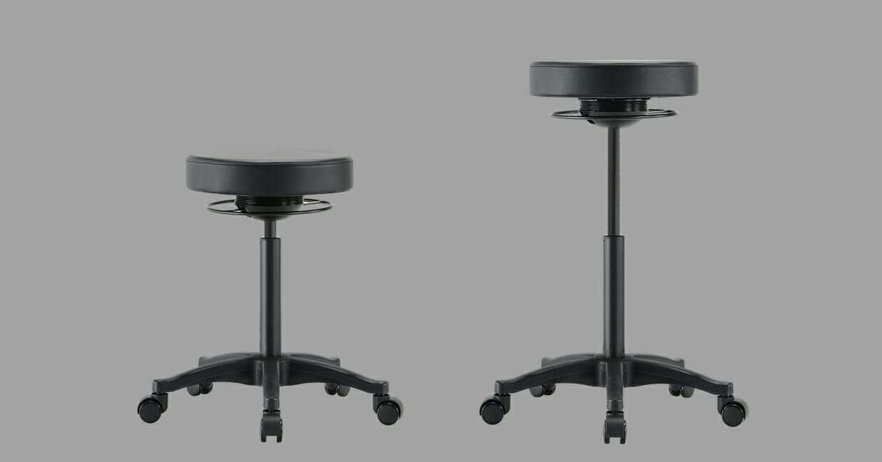 buro polo active stool in low and high desk positions