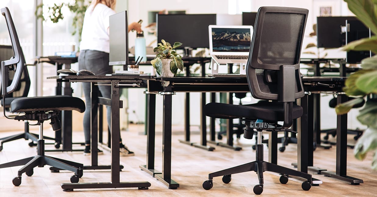 buro mantra mesh back chair in coworking office environment