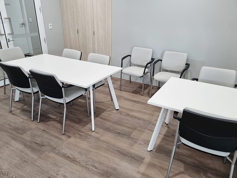 buro lindis 4 leg chairs in aged care dining area