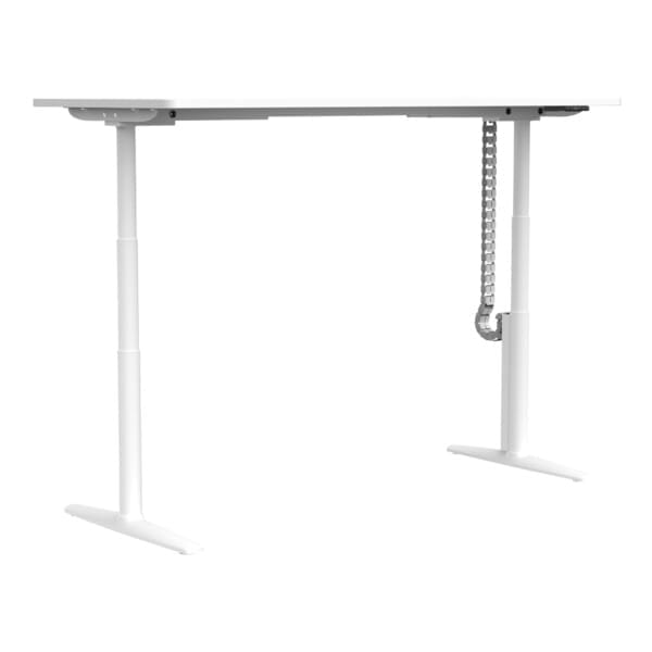 Syntra Single Height Adjustable Desk white frame front angle