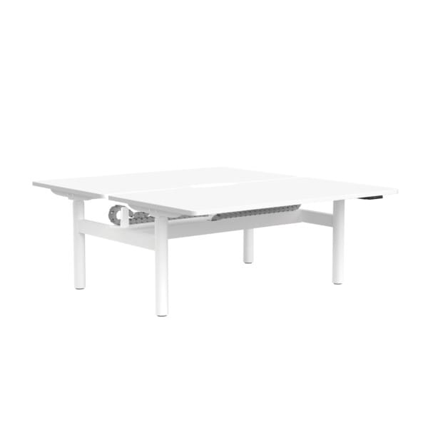 Buro Syntra Height Adjustable Desk Back to Back front angle