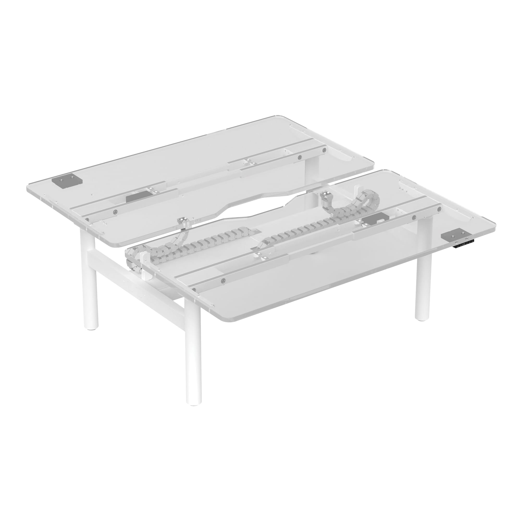 Buro Syntra Height Adjustable Desk Back to Back ghost front angle