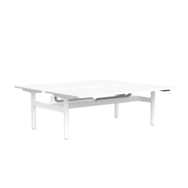 Buro Syntra Height Adjustable Desk Back to Back front angle