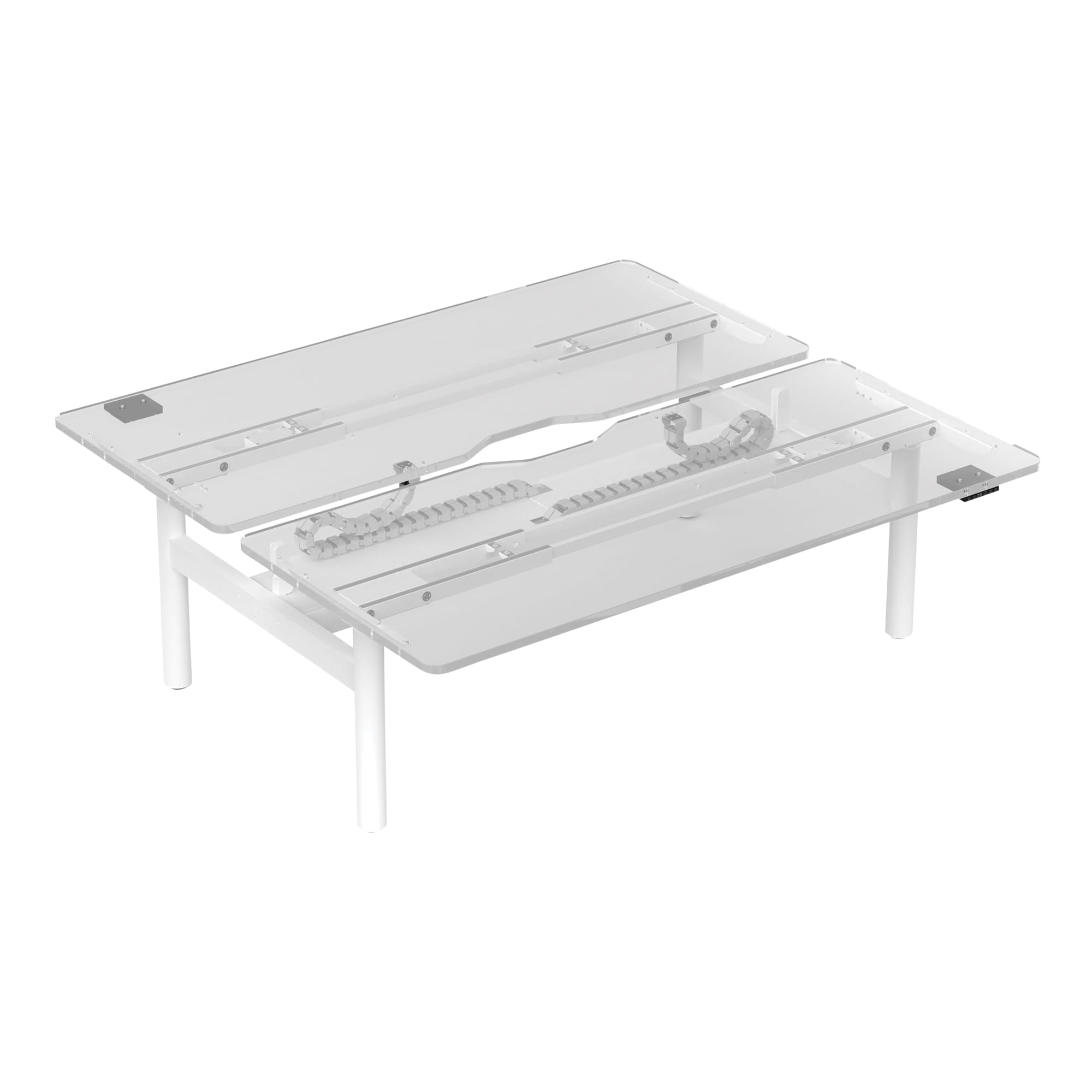 Buro Syntra Height Adjustable Desk Back to Back ghost front angle