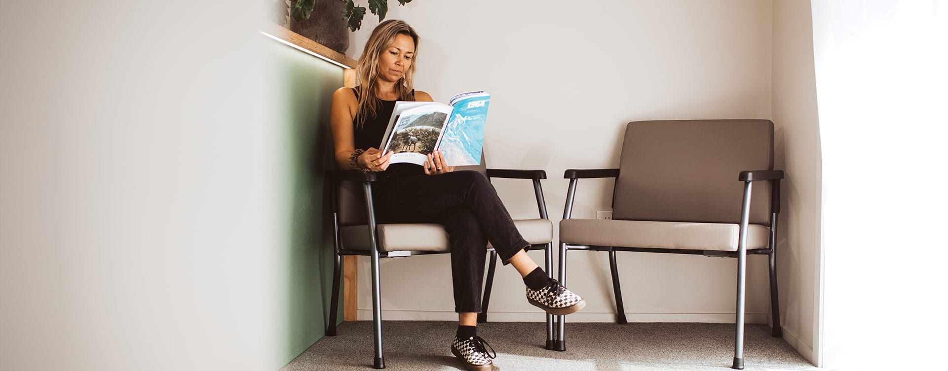 woman waiting on medical chair