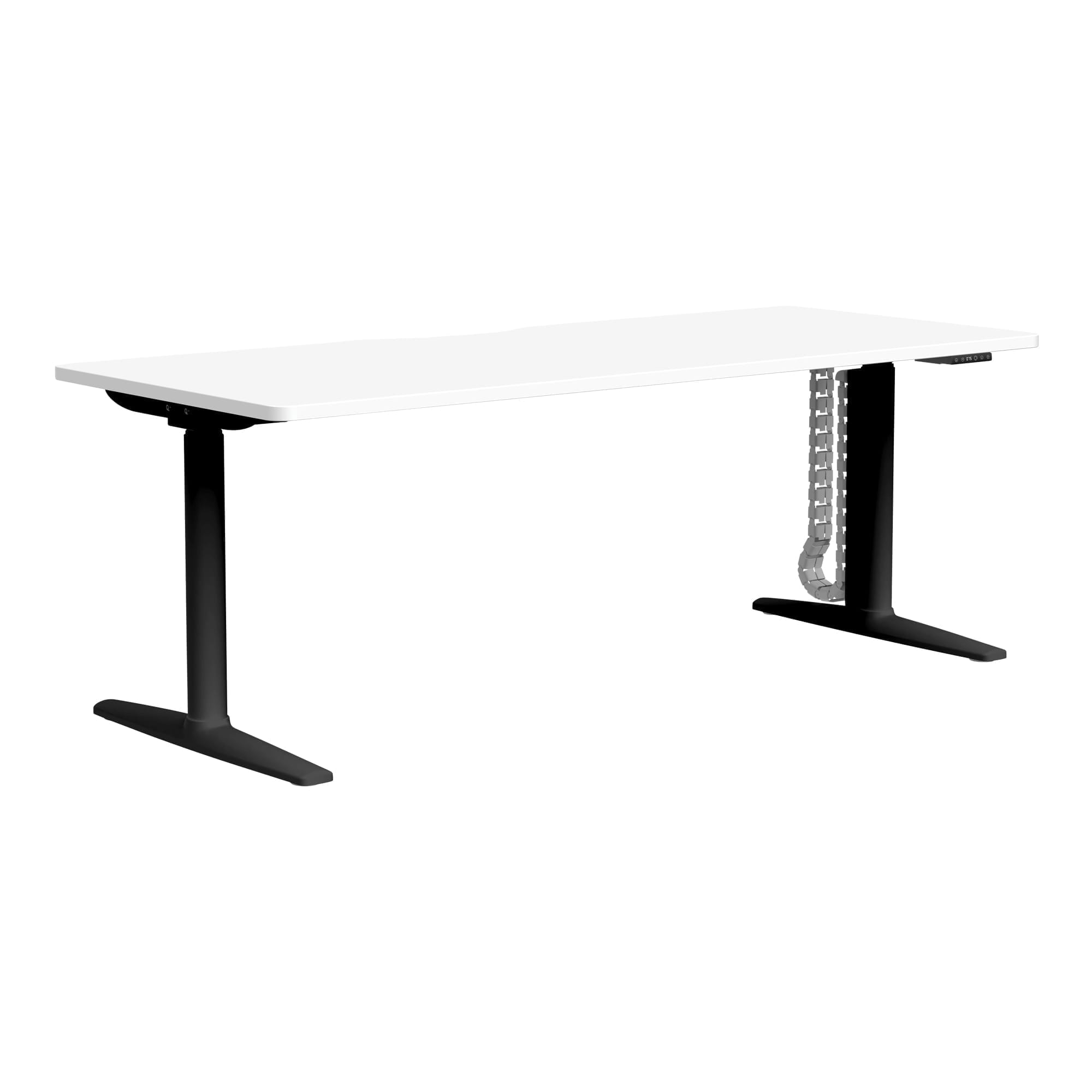 Buro Syntra Single Height Adjustable Desk Black frame Front Angle